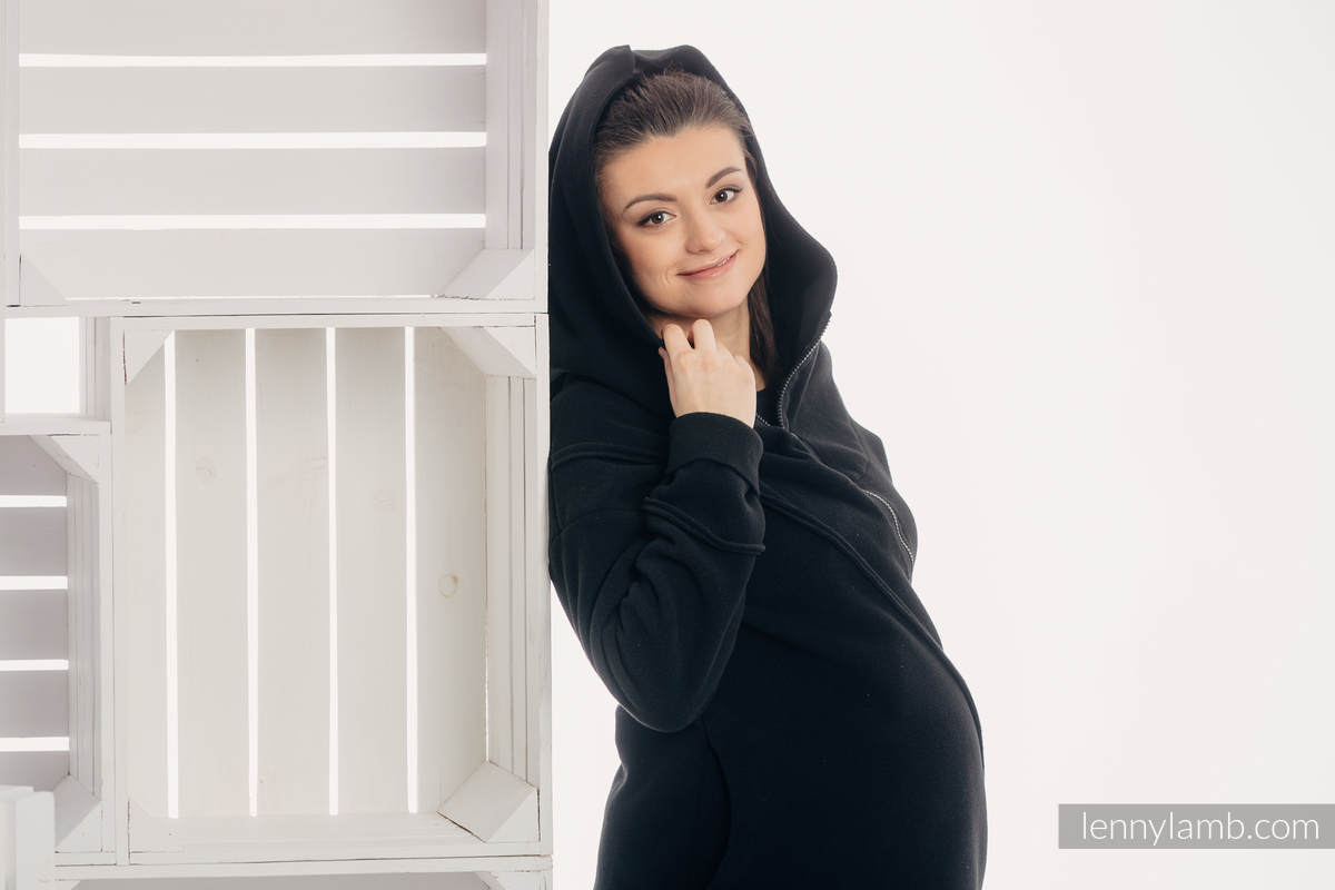 Asymmetrischer Fleece Pullover für Frauen - Größe L - Schwarz #babywearing