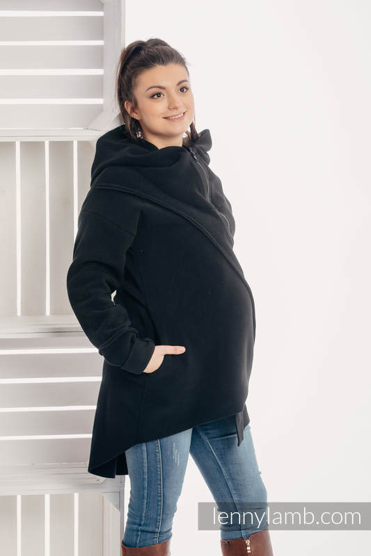 Asymetryczna Bluza Polarowa Damska - rozmiar S - Czarna #babywearing