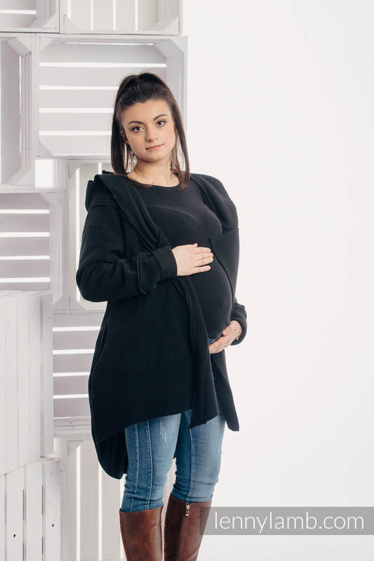 Asymmetrical Fleece Hoodie for Women - size L - Black (grade B) #babywearing