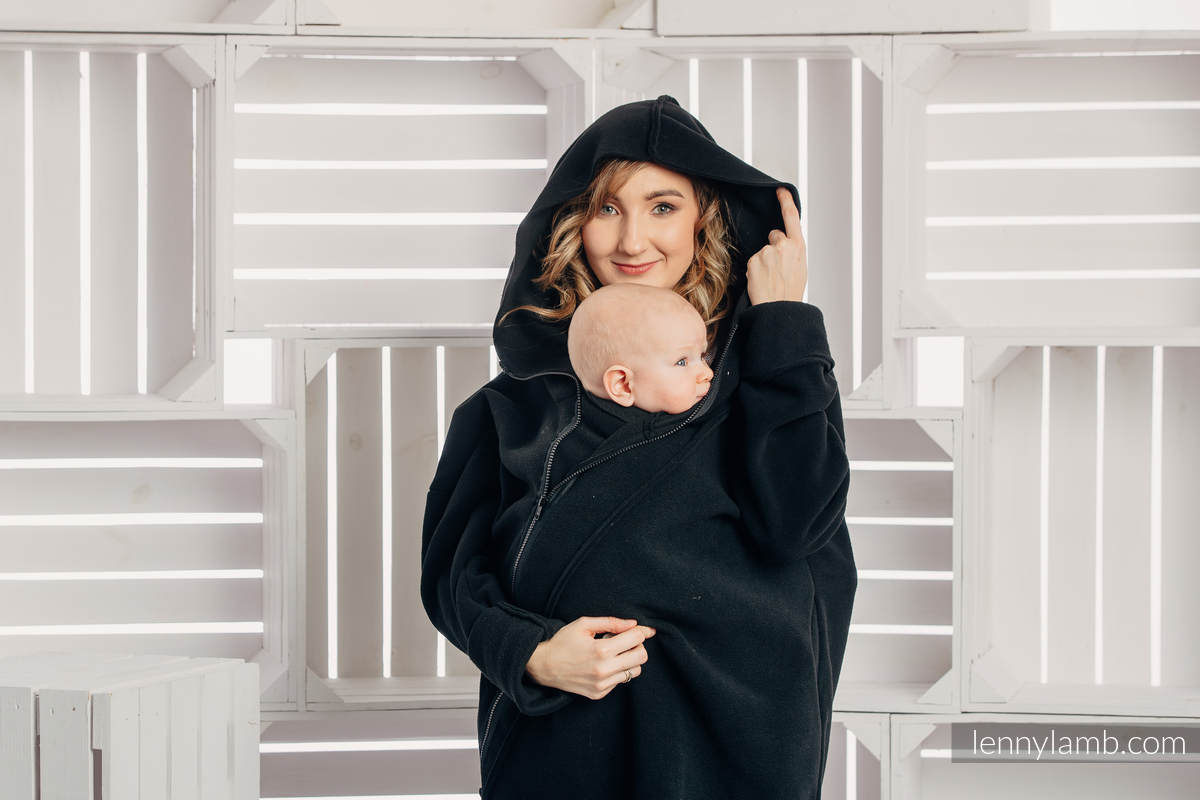 Asymmetrischer Fleece Pullover für Frauen - Größe XXL - Schwarz #babywearing