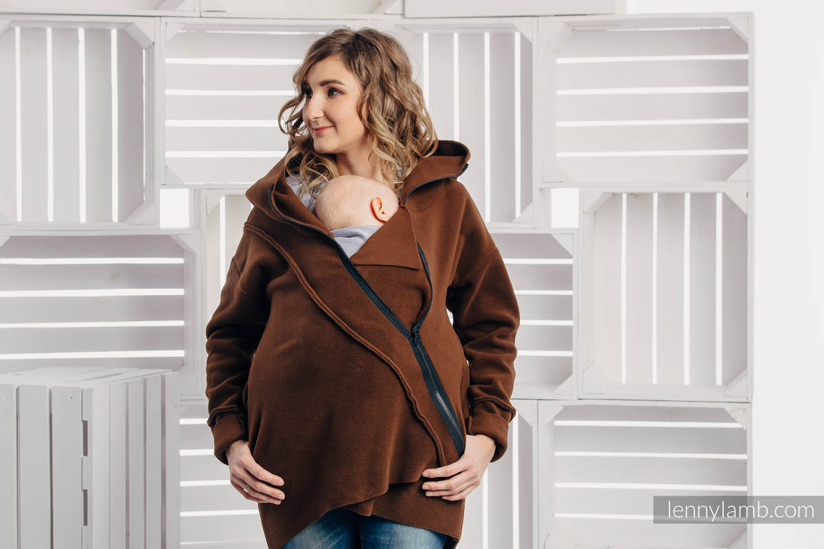 Asymmetrical Fleece Hoodie for Women - size XL - Brown #babywearing