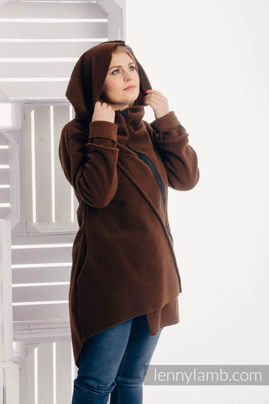 Asymmetrical Fleece Hoodie for Women - size M - Brown #babywearing