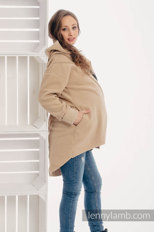 Chaqueta polar asimétrica con capucha para mujer - talla L - Cafe Latte #babywearing