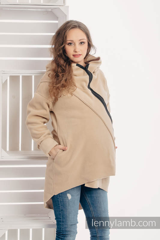 Asymmetrical Fleece Hoodie for Women - size XL - Cafe Latte #babywearing