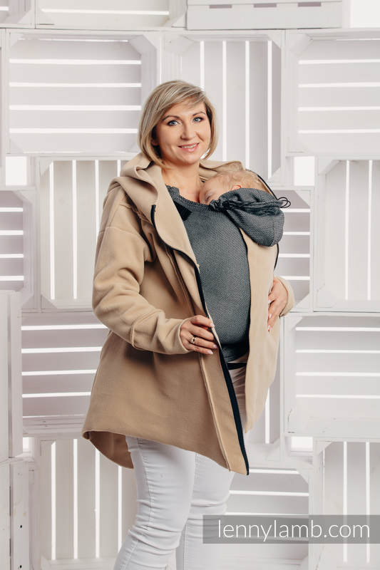 Chaqueta polar asimétrica con capucha para mujer - talla XL - Cafe Latte (Grado B) #babywearing
