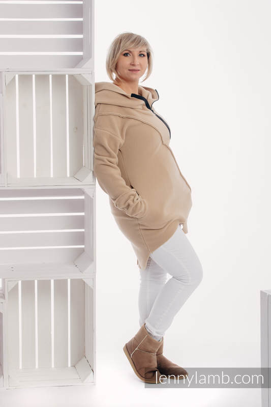 Asymetryczna Bluza Polarowa Damska - rozmiar M - Cafe Latte #babywearing