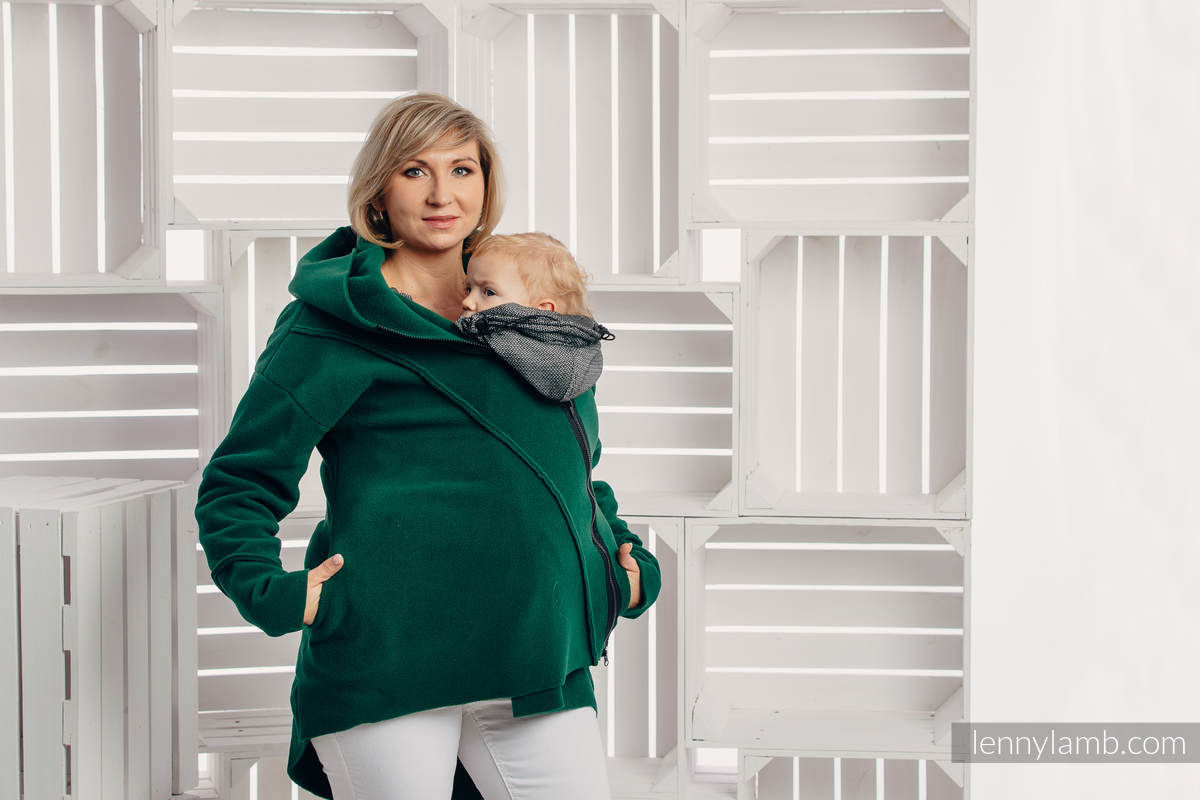 Asymetryczna Bluza Polarowa Damska - rozmiar L - Ciemna Zieleń #babywearing