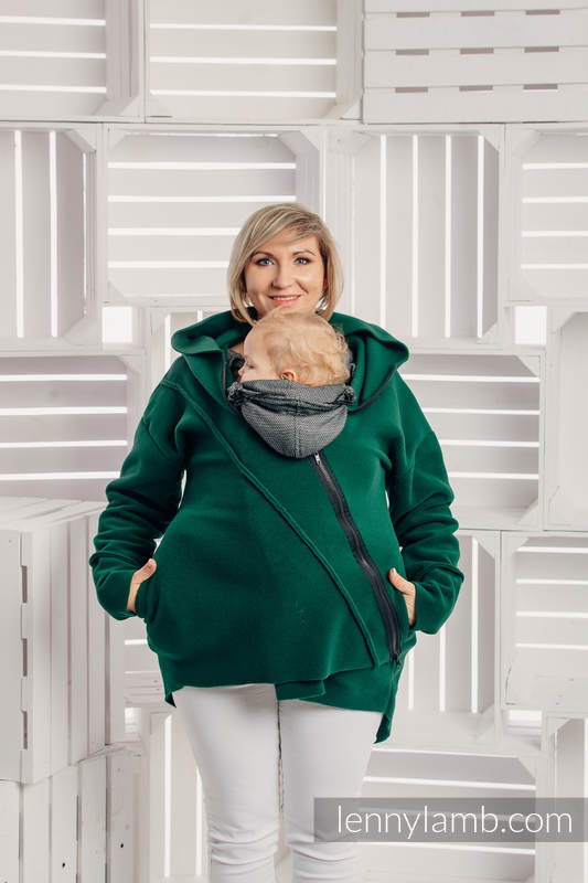 Asymmetrical Fleece Hoodie for Women - size M - Dark Green #babywearing