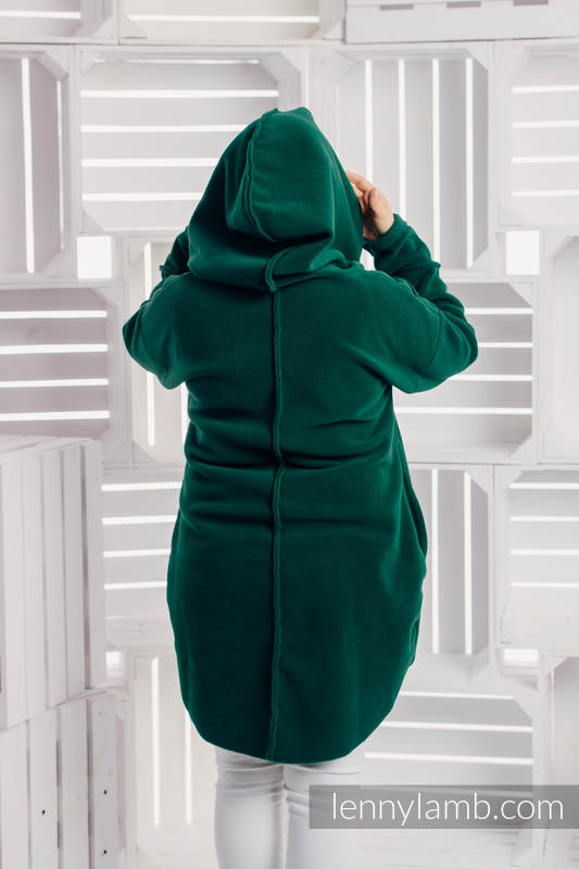 Asymmetrischer Fleece Pullover für Frauen - Größe L - Dunkelgrün #babywearing