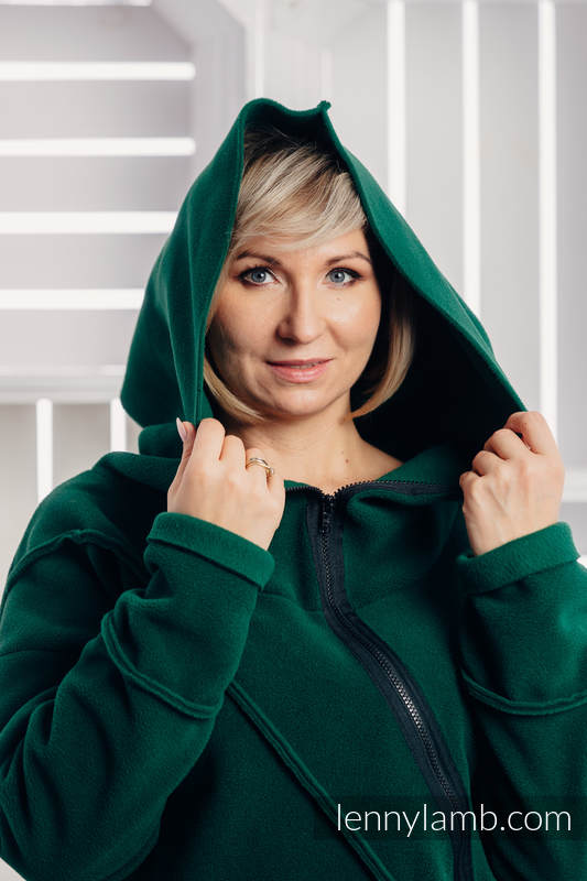 Asymmetrical Fleece Hoodie for Women - size L - Dark Green #babywearing