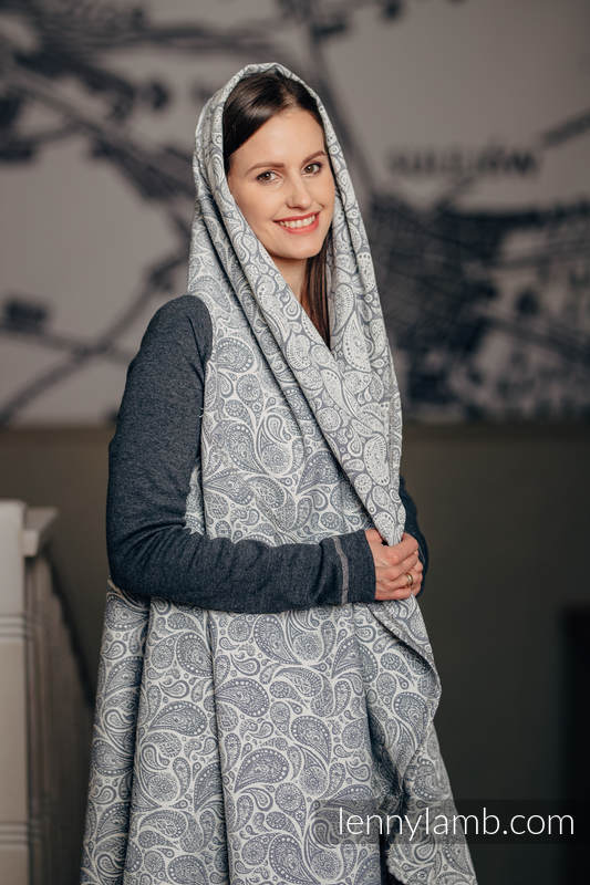 Długi kardigan - rozmiar S/M - Paisley Granat z Kremem #babywearing
