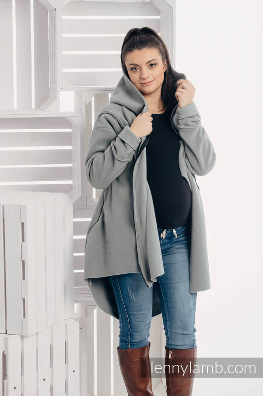 Chaqueta polar asimétrica con capucha para mujer - talla S - Gris #babywearing