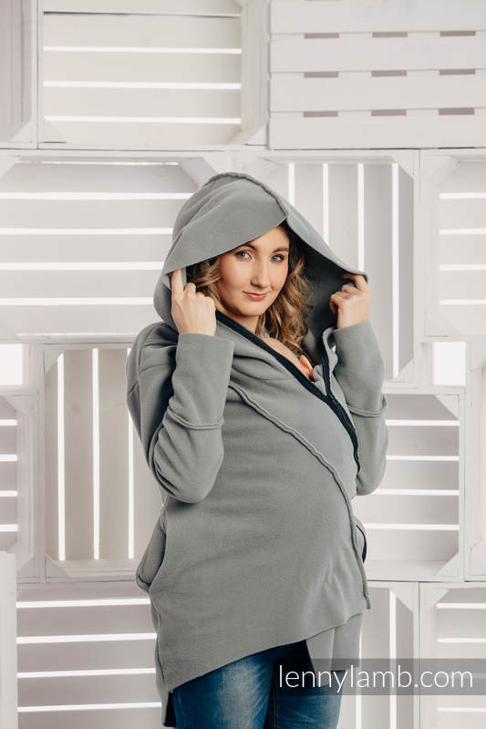 Chaqueta polar asimétrica con capucha para mujer - talla S - Gris #babywearing