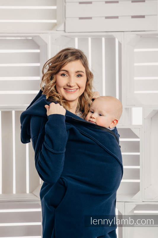 Asymmetrischer Fleece Pullover für Frauen - Größe XXL - Dunkelblau #babywearing