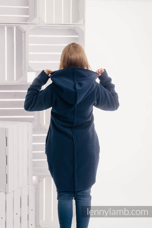 Chaqueta polar asimétrica con capucha para mujer - talla M - Azul Marino #babywearing