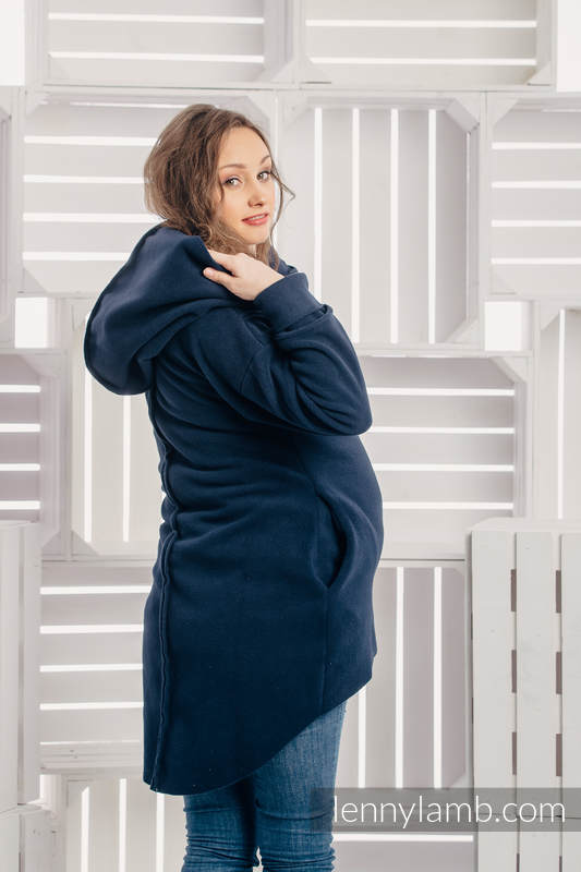 Chaqueta polar asimétrica con capucha para mujer - talla L - Azul Marino #babywearing