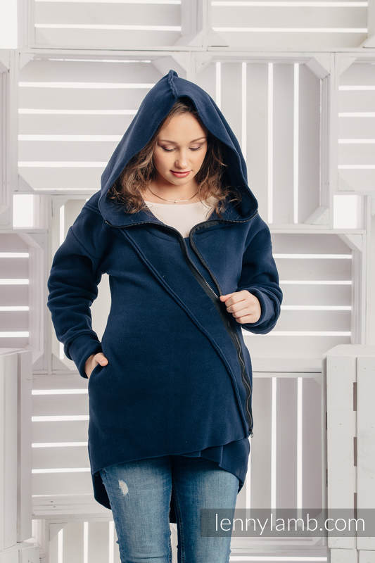 Asymmetrical Fleece Hoodie for Women - size M - Navy Blue (grade B) #babywearing