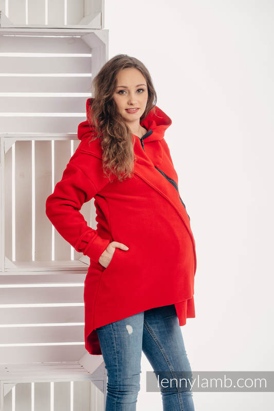 Asymetryczna Bluza Polarowa Damska - rozmiar L - Czerwona #babywearing