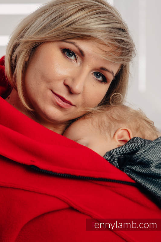 Asymmetrischer Fleece Pullover für Frauen - Größe L - Rot #babywearing
