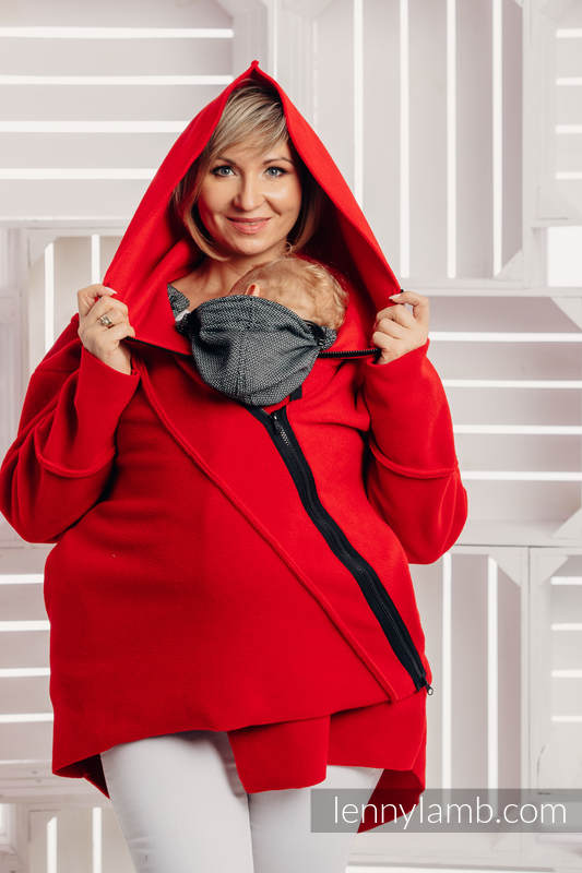 Asymmetrischer Fleece Pullover für Frauen - Größe L - Rot #babywearing