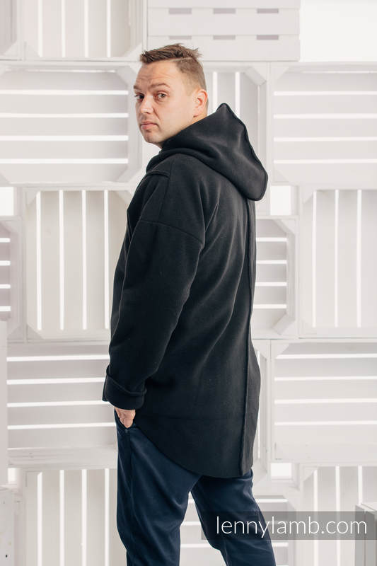 Asymmetrical Fleece Hoodie for Men - size L - Black (grade B) #babywearing