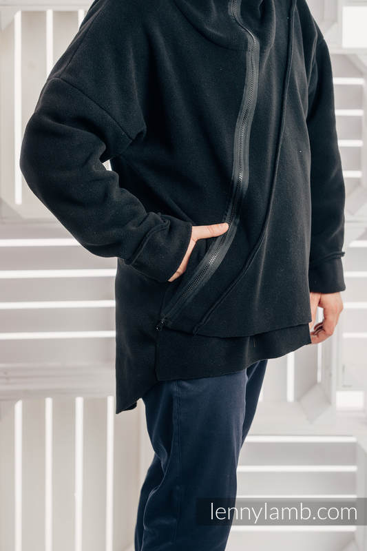 Asymmetrical Fleece Hoodie for Men - size XXL - Black (grade B) #babywearing