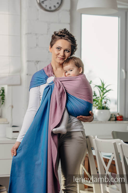 Moja pierwsza chusta kółkowa do noszenia dzieci - FLUORYT, tkana splotem skośno-krzyżowym - bawełniana - ramię bez zakładek - standard 1.8m #babywearing