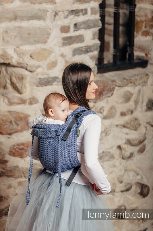 Lenny Buckle Onbuhimo baby carrier, standard size, jacquard weave (60% cotton, 40% bamboo) - LITTLE LOVE - AQUA #babywearing