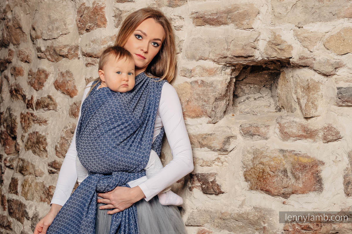 Baby Wrap, Jacquard Weave (60% cotton, 40% bamboo) - LITTLE LOVE - AQUA - size S #babywearing