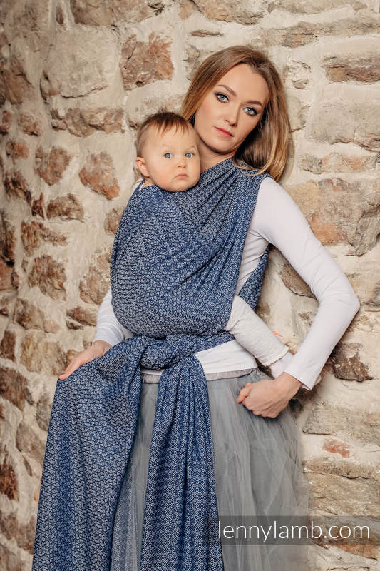 Baby Wrap, Jacquard Weave (60% cotton, 40% bamboo) - LITTLE LOVE - AQUA - size M #babywearing