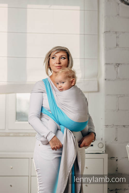 Moja pierwsza chusta do noszenia dzieci - LARIMAR, tkana splotem skośno-krzyżowym (100% bawełna) - rozmiar L (drugi gatunek) #babywearing