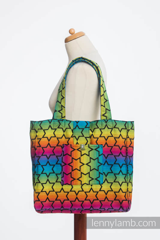 Shoulder bag made of wrap fabric (100% cotton) - RAINBOW STARS DARK - standard size 37cmx37cm #babywearing