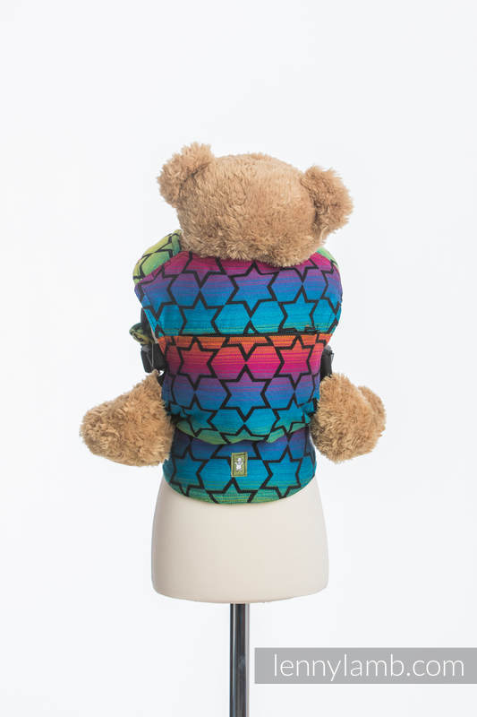 Doll Carrier made of woven fabric, 100% cotton - RAINBOW STARS DARK #babywearing