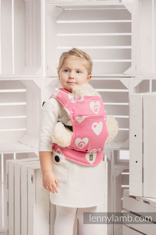 Doll Carrier made of woven fabric, 100% cotton  - SWEETHEARTS PINK & CREME 2.0 #babywearing