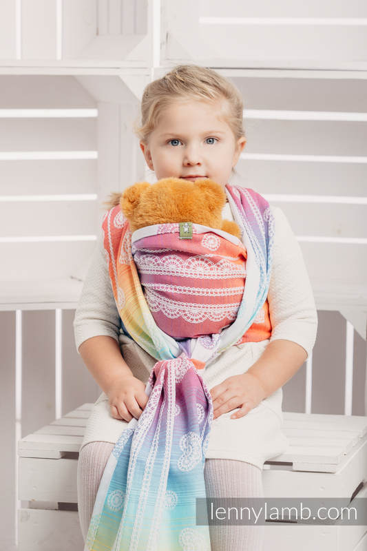 Żakardowa chusta dla lalek, 100% bawełna - TĘCZOWA KORONKA #babywearing