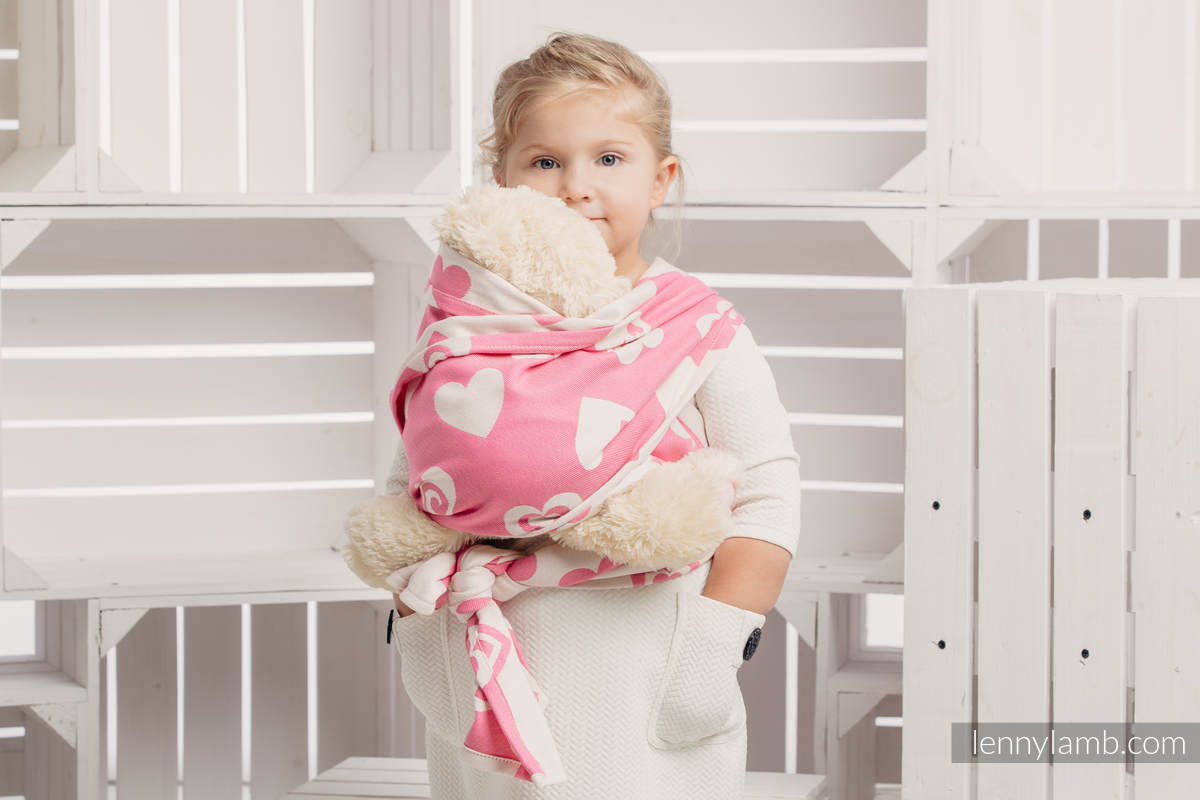 Żakardowa chusta dla lalek, 100% bawełna - SERDUSZKA RÓŻ z KREMEM 2.0 #babywearing