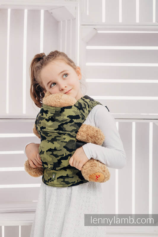 Mochila portamuñecos hecha de tejido, 100% algodón - GREEN CAMO  #babywearing