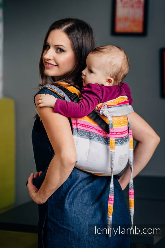 Lenny Buckle Onbuhimo baby carrier, standard size, jacquard weave (60% cotton, 40% bamboo) - VANILLA LACE 2.0 (grade B) #babywearing
