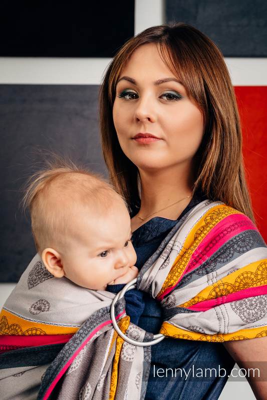 Ringsling, Jacquard Weave (100% cotton), with gathered shoulder - COFFEE LACE 2.0 - long 2.1m #babywearing
