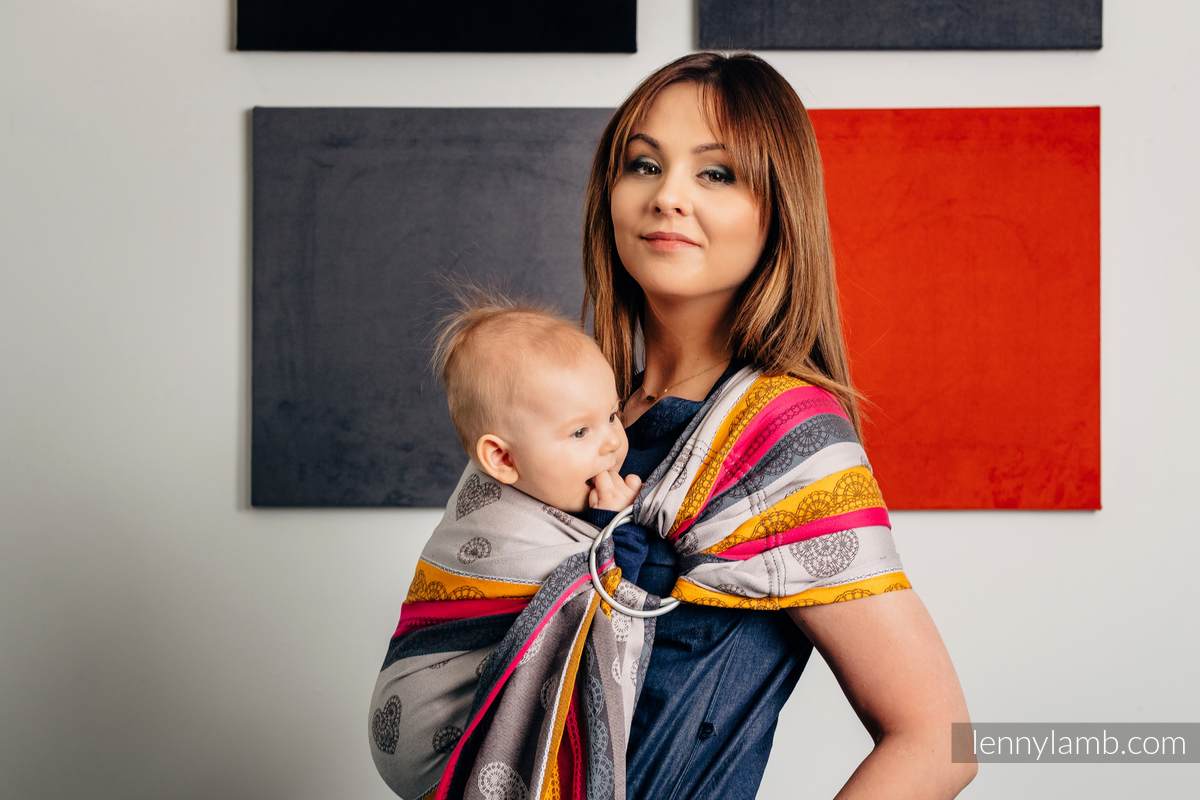 Ringsling, Jacquard Weave (100% cotton), with gathered shoulder - COFFEE LACE 2.0 - long 2.1m (grade B) #babywearing