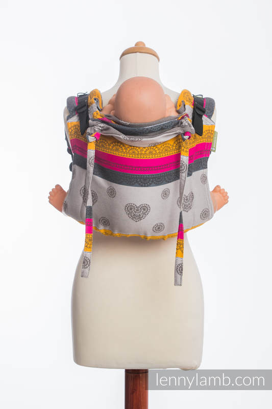 Nosidło Klamrowe ONBUHIMO z tkaniny żakardowej (100% bawełna), rozmiar Standard - KAWOWA KORONKA 2.0 (drugi gatunek) #babywearing