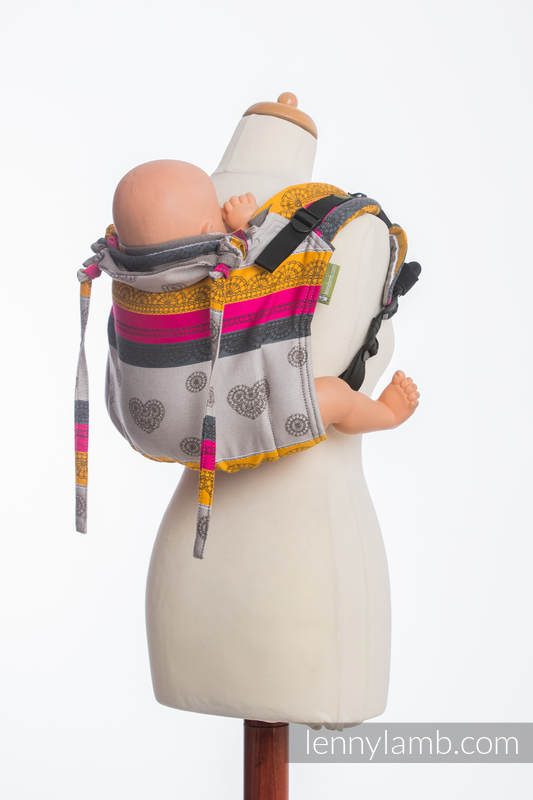 Nosidło Klamrowe ONBUHIMO z tkaniny żakardowej (100% bawełna), rozmiar Standard - KAWOWA KORONKA 2.0  #babywearing