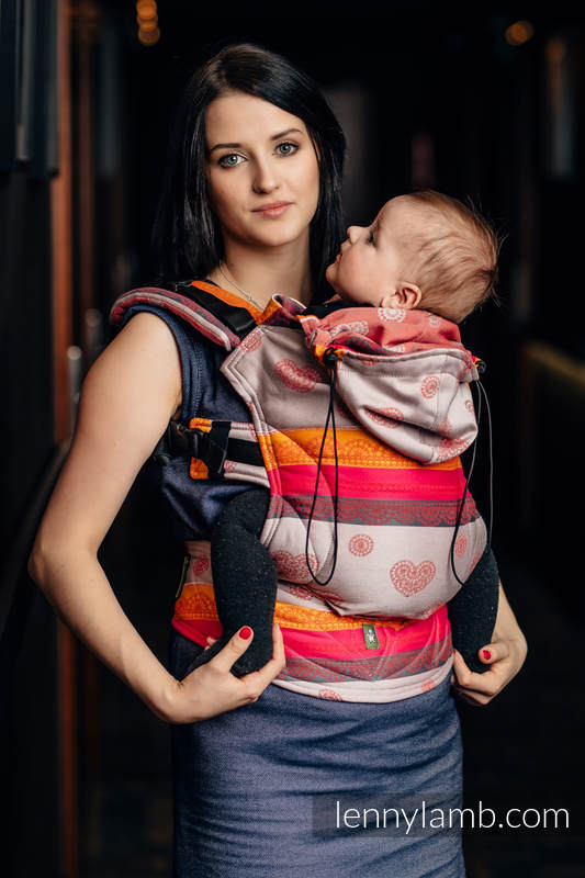 Ergonomic Carrier, Baby Size, jacquard weave 100% cotton - CHERRY LACE 2.0, Second Generation #babywearing