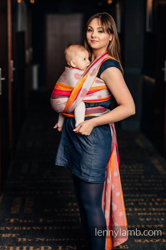 Żakardowa chusta do noszenia dzieci, bawełna - WIŚNIOWA KORONKA 2.0 - rozmiar M #babywearing