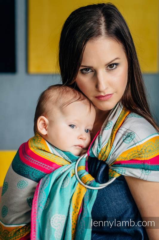 Ringsling, Jacquard Weave (100% cotton), with gathered shoulder - MINT LACE 2.0 - long 2.1m #babywearing