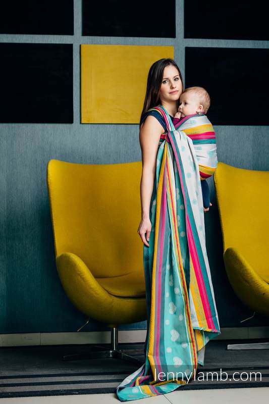 Żakardowa chusta do noszenia dzieci, bawełna - MIĘTOWA KORONKA 2.0 - rozmiar XL (drugi gatunek) #babywearing