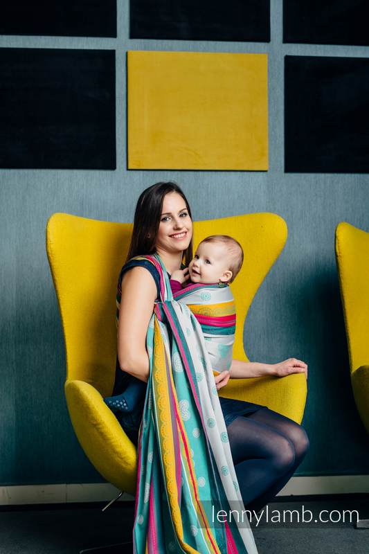 Żakardowa chusta do noszenia dzieci, bawełna - MIĘTOWA KORONKA 2.0 - rozmiar XL (drugi gatunek) #babywearing