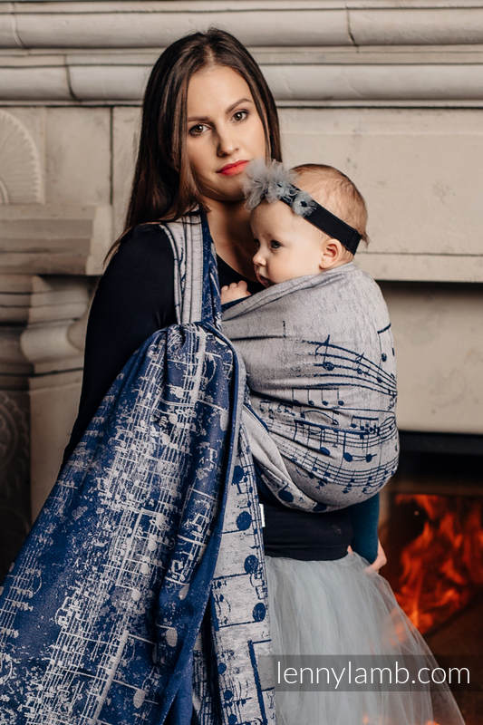 Żakardowa chusta do noszenia dzieci, bawełna - SYMFONIA GRANAT Z SZARYM - rozmiar L (drugi gatunek) #babywearing
