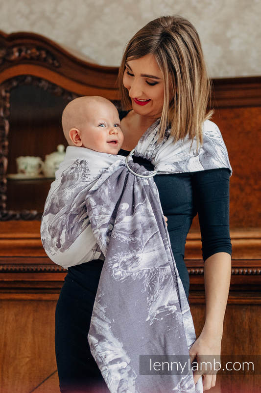 Żakardowa chusta kółkowa do noszenia dzieci, bawełna, ramię bez zakładek - GALOP - long 2.1m (drugi gatunek) #babywearing