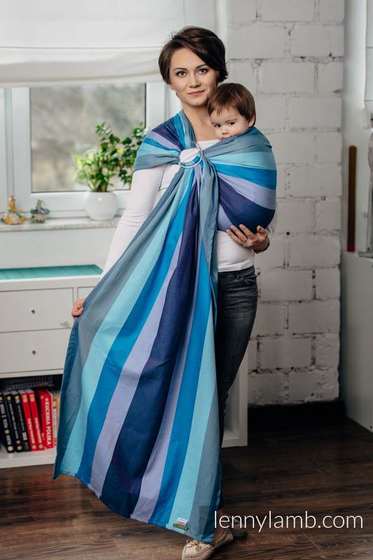 Chusta kółkowa do noszenia dzieci, tkana splotem diamentowym, bawełna, ramię bez zakładek- Fiński Diament - long 2.1m #babywearing